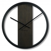 Dubové hodiny Loft Round kovové 50cm, z231 wenge